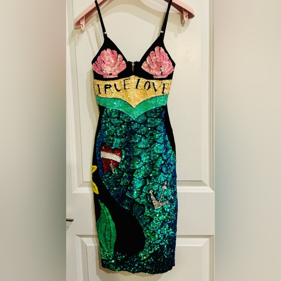 ~SUPER RARE~ DISCOUNT UNIVERSE True Love Mermaid Multicolor Sequin Ariel Dress - Picture 5 of 12